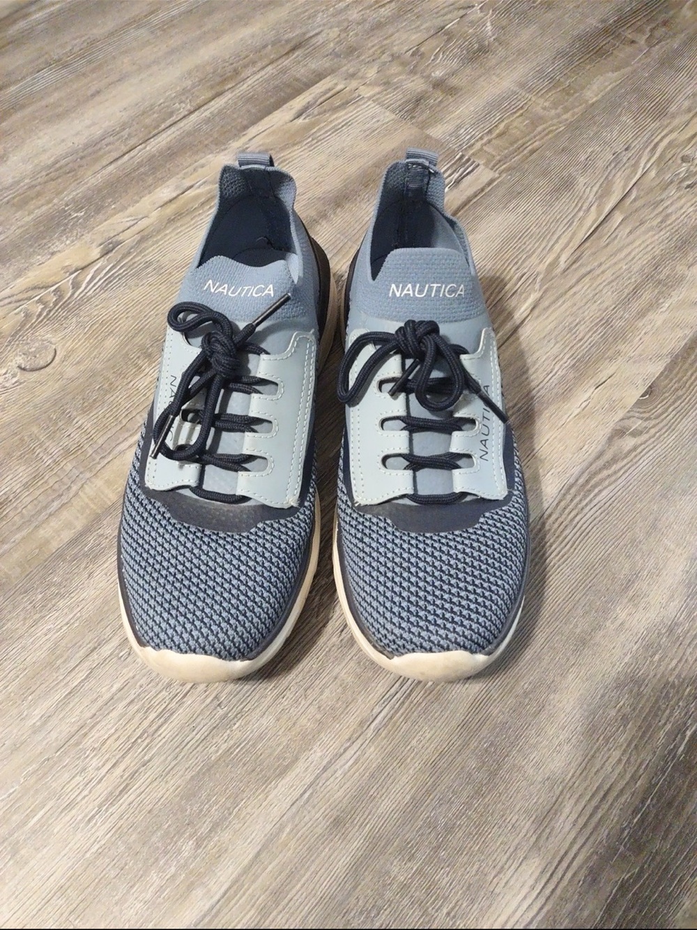 Nautica Women’s Blue Knit Lace-Up Sneakers with Black Laces